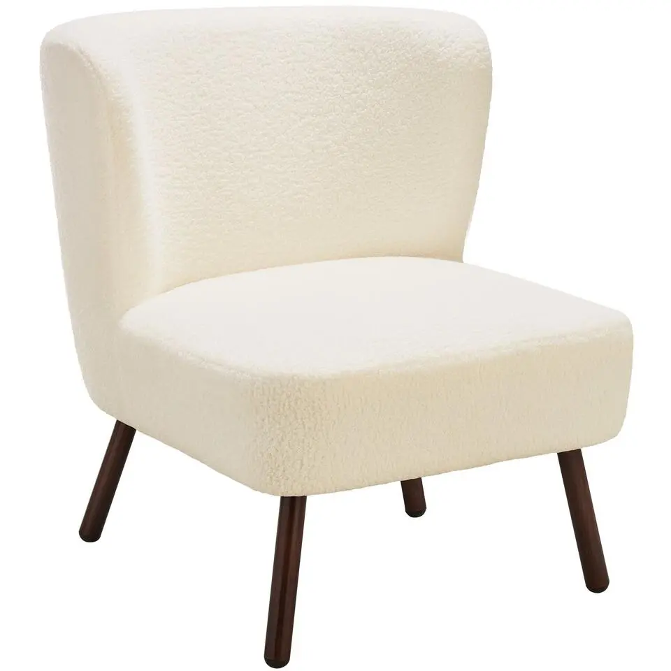 tectake Teddy-fauteuil Robina 2 offwhite W2, Bouclé Gebroken Wit
