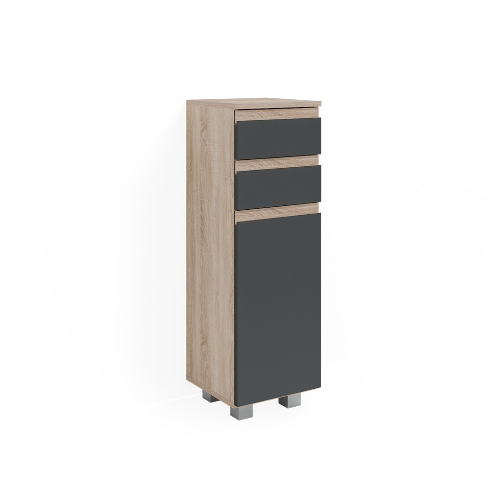 Vicco Midischrank Badschrank Badezimmermöbel J-shape Sonoma Anthrazit modern 30x95cm Badezimmer Schrank Badmöbel Schranktür Schrankschublade Schrankfach Ablage Aufbewahrung