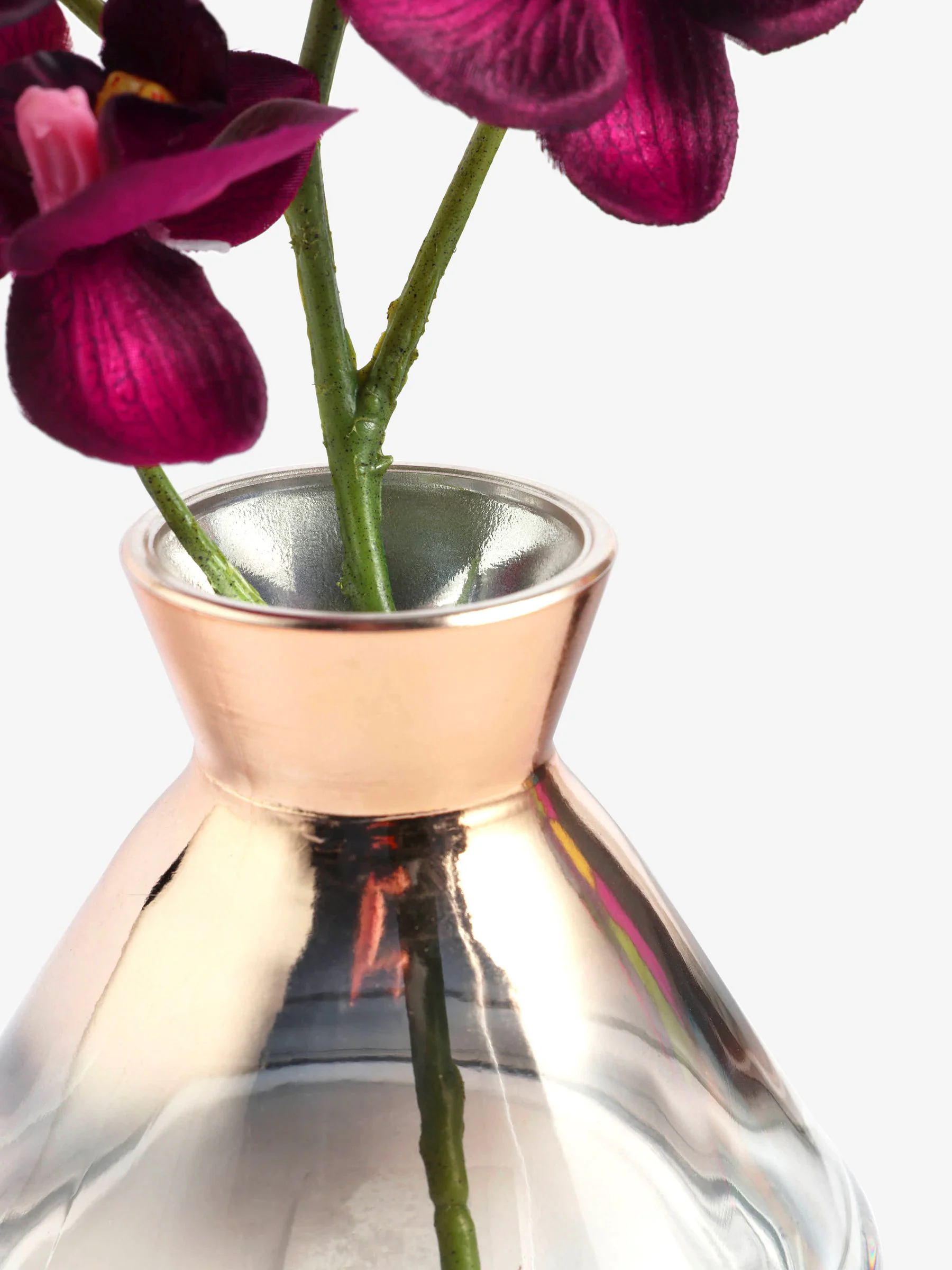 Artificial Orchid In Small Glass Vase