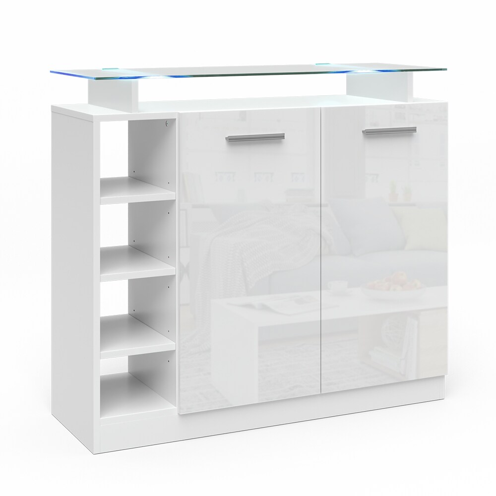 Vicco Kommode Asti 2 Türen Highboard LED Beleuchtung Glasablage Anrichte Schrank