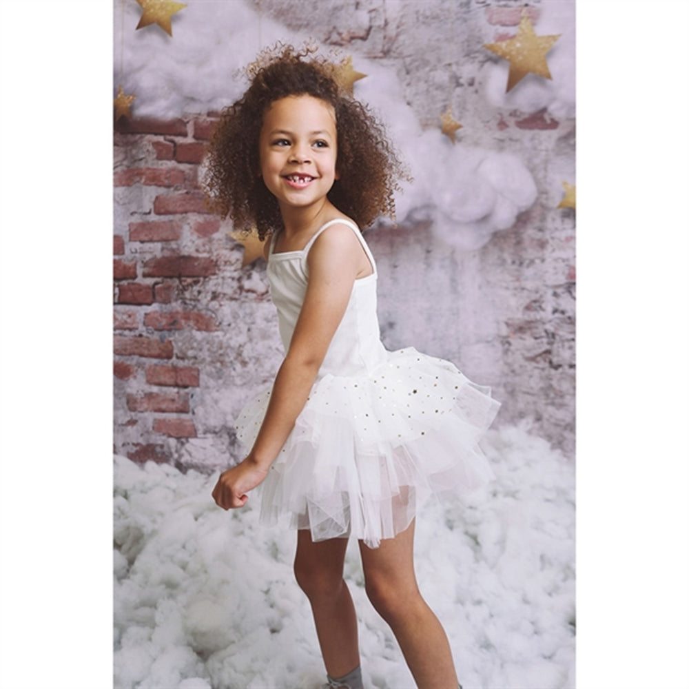 Velvet Leotard With Tulle Tutu Kjole Off White
