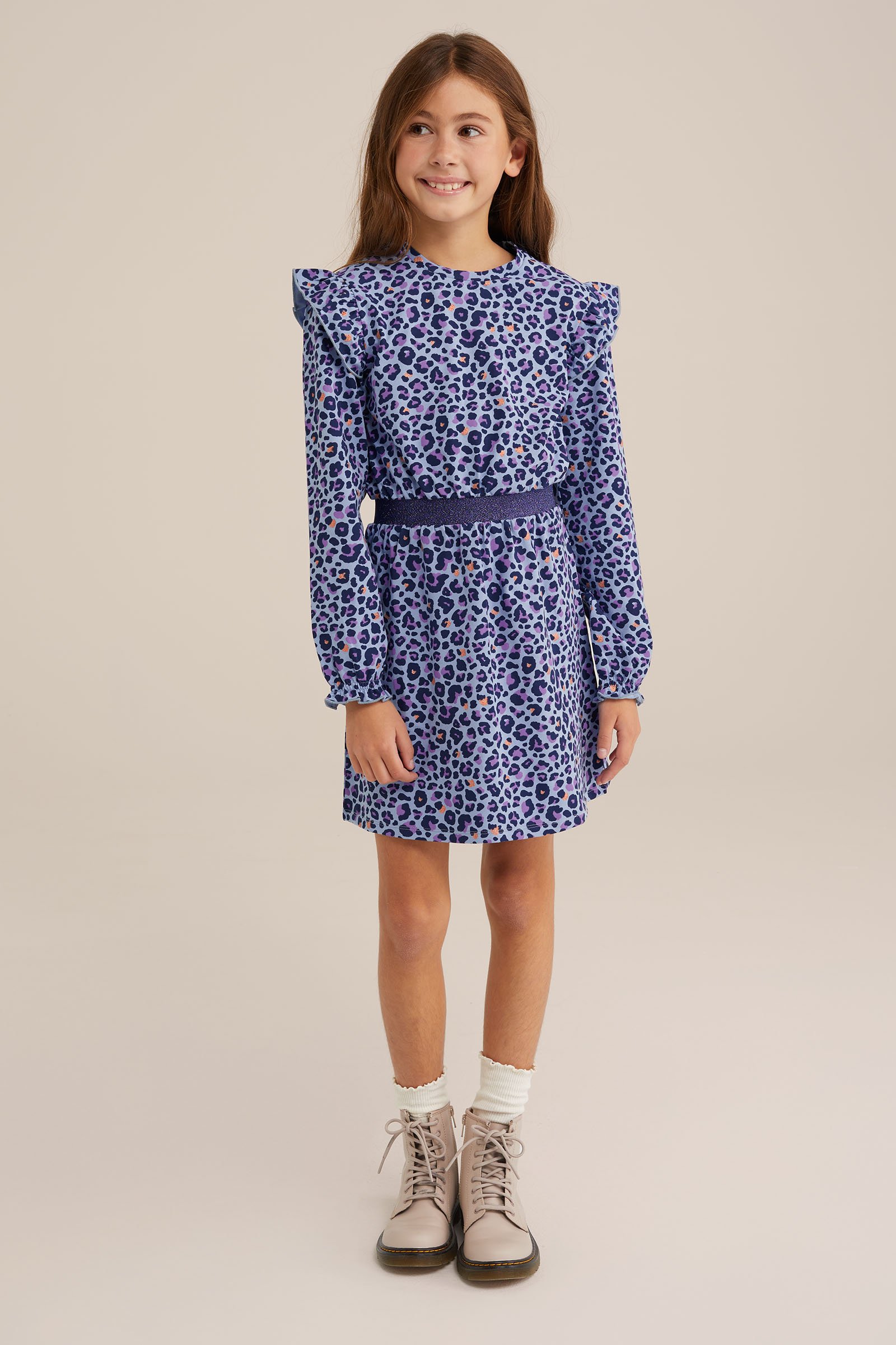 Meisjes jurk met dessin WE Fashion Lichtblauw