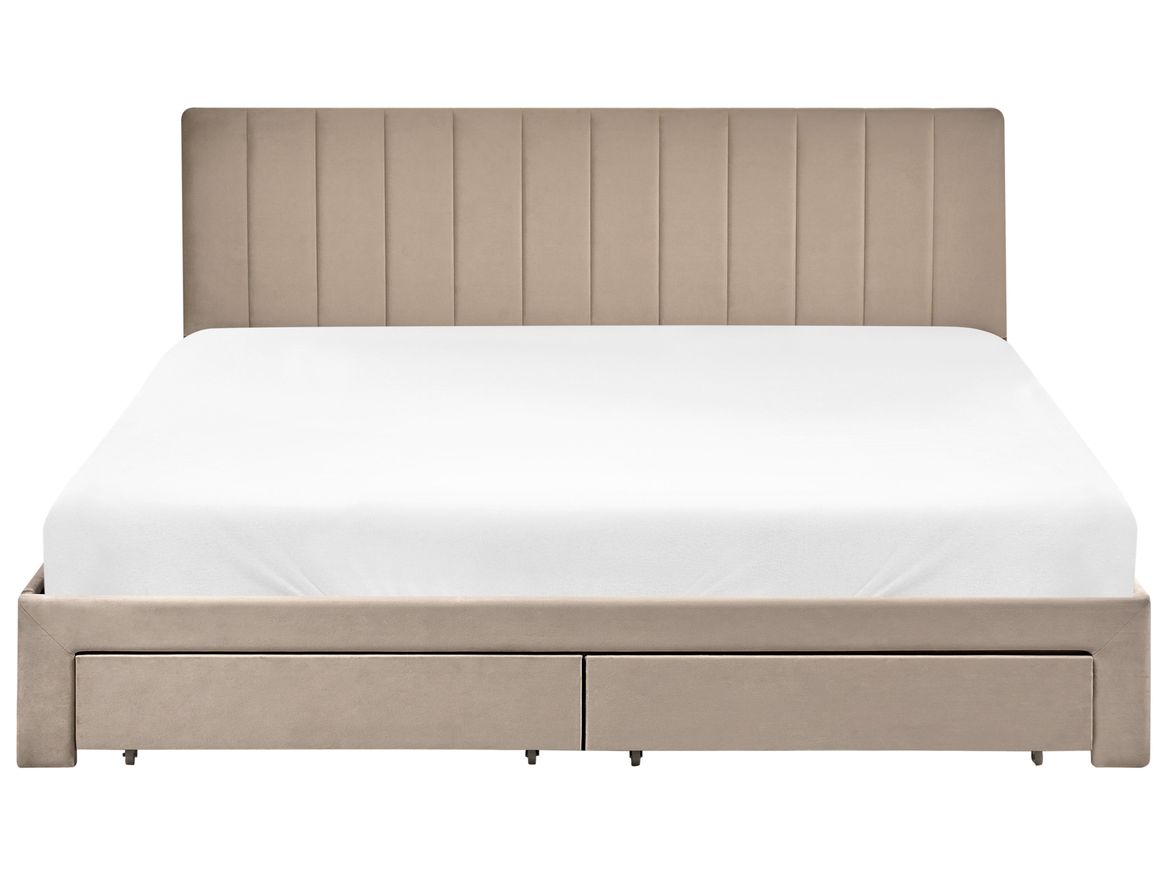 Bed met opbergladen Fluweel LONZAC 180 x 200 cm Taupe