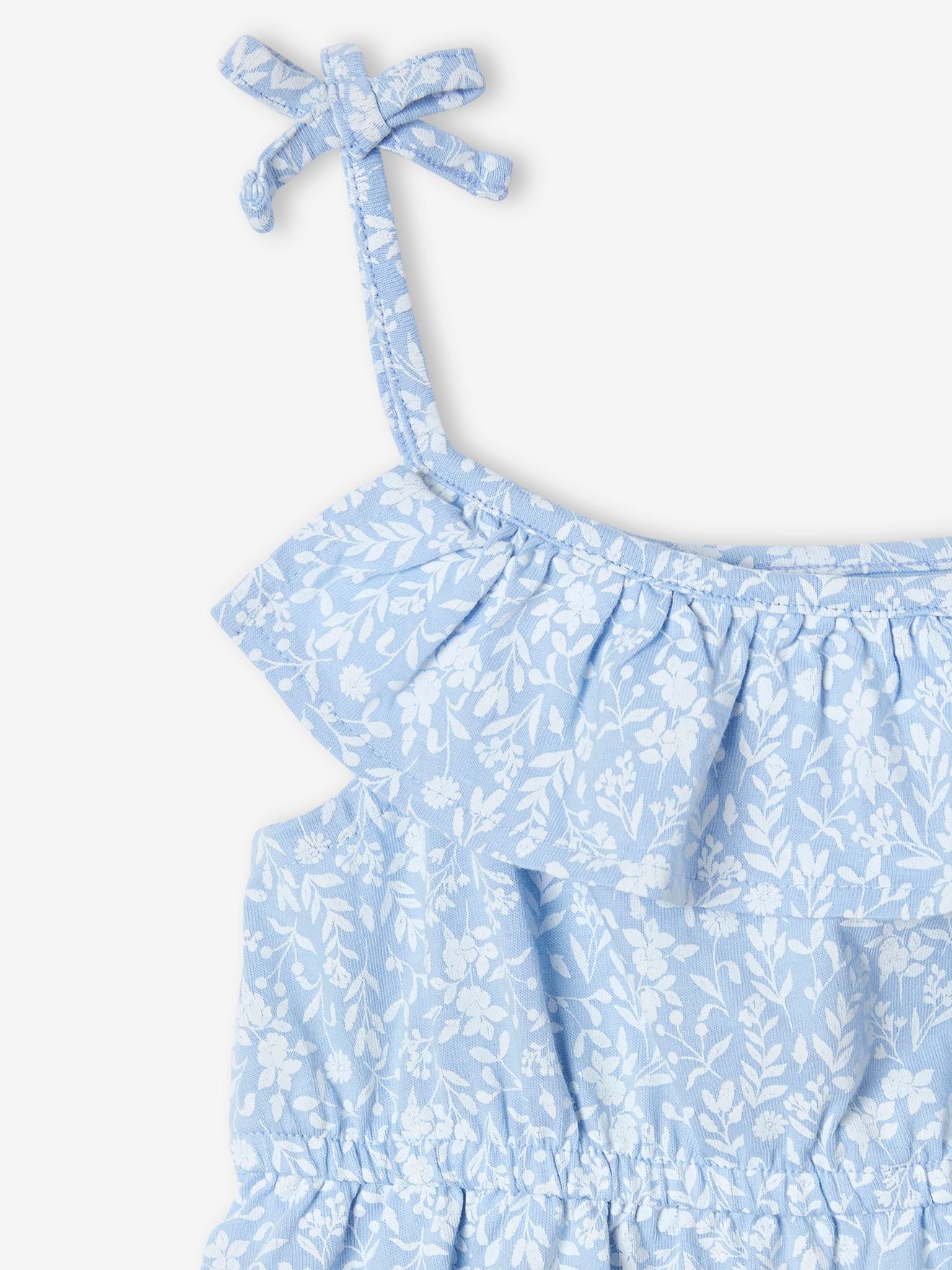 Vestido longo azul claro com alças finas para meninas
