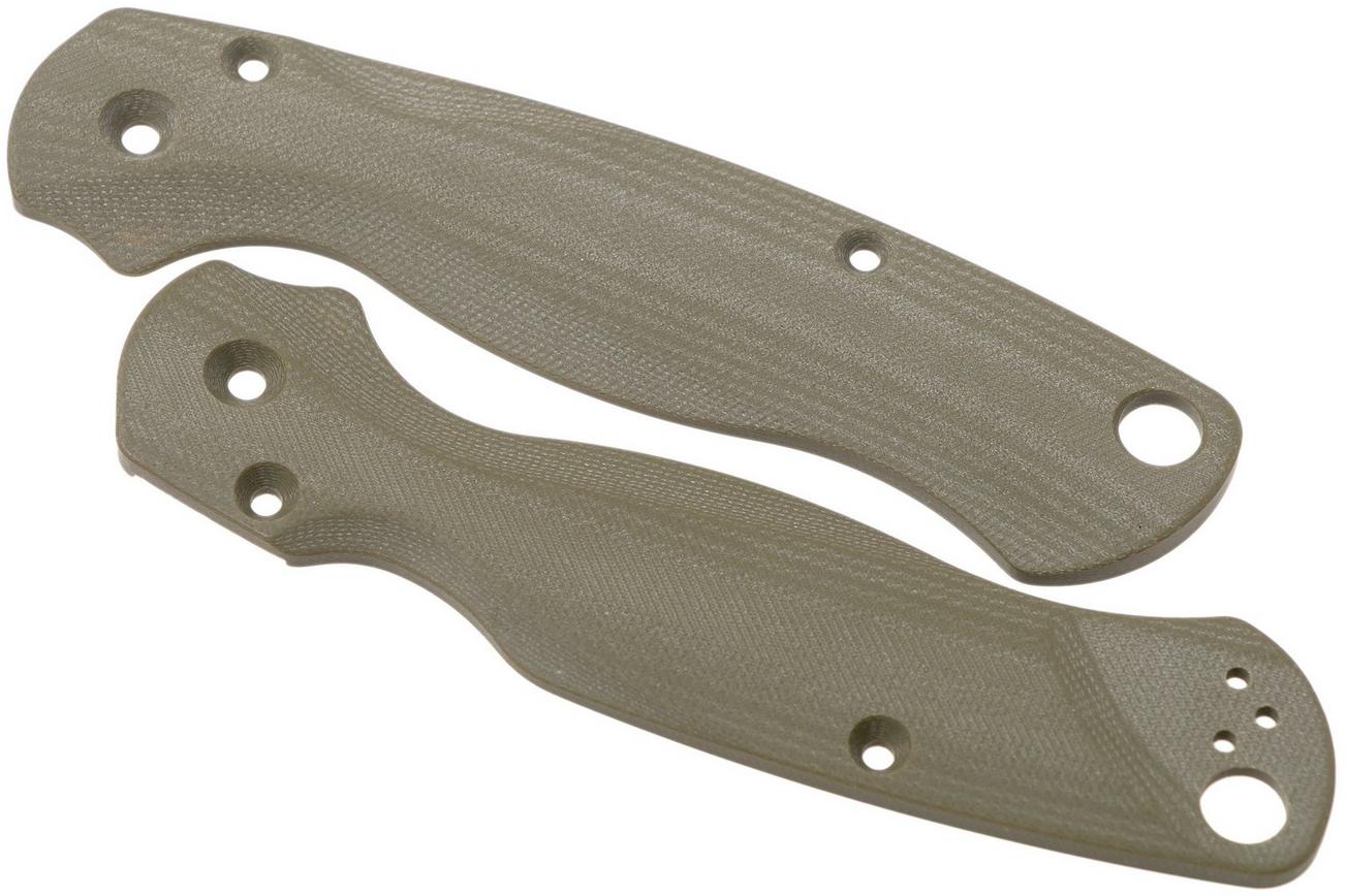 Flytanium Spyderco Paramilitary 2 Lotus Scales, OIive Green G10