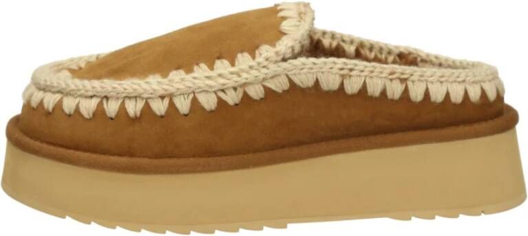 MOU Instappers Dames Clog Eskimo Platform Maat: 40 Materiaal: Suède Kleur: Cognac
