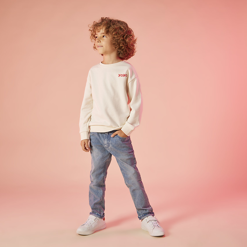 Sweat molleton oversize brodé et printé pour enfant