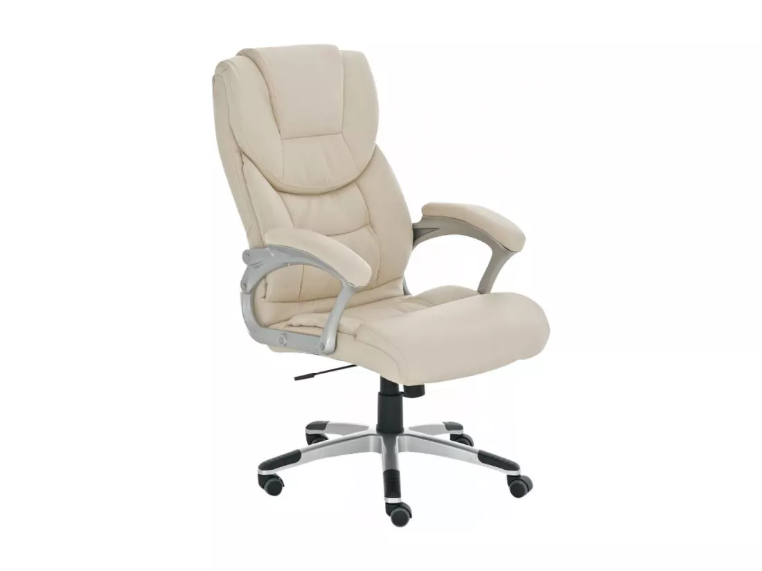 Chaise de bureau - Similicuir & Plastique - Crème - Texas
