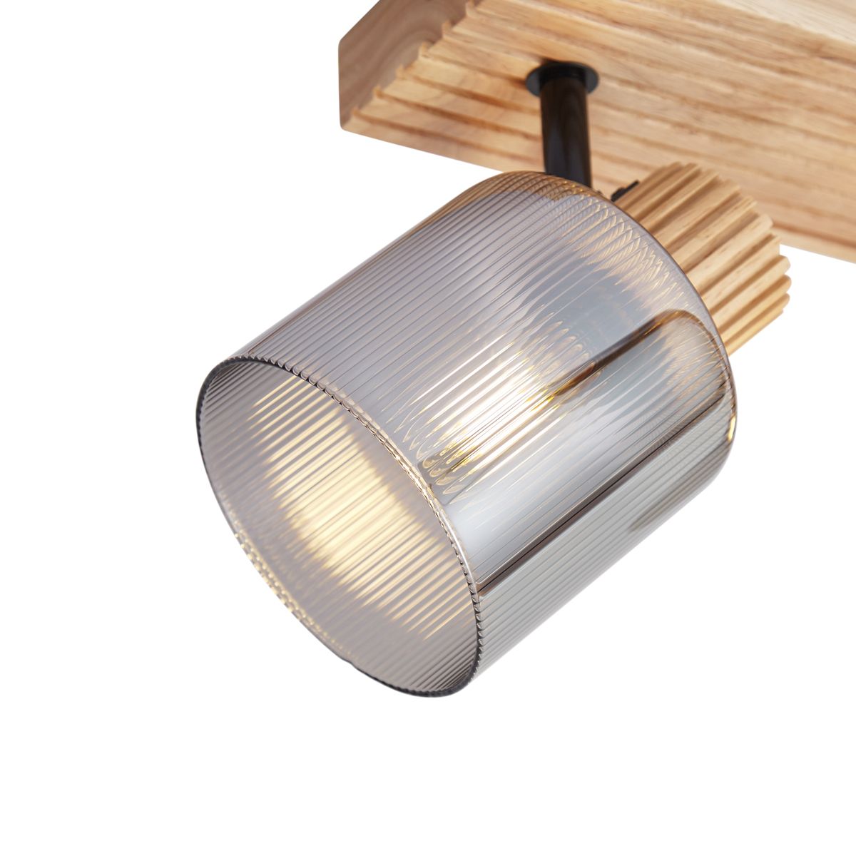 Moderne spot hout met smoke glas 2-lichts draai- en kantelbaar - Gracy