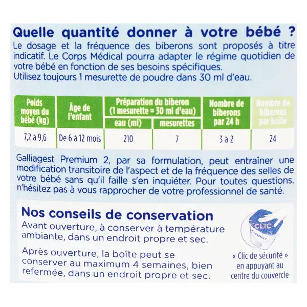 Leite Gallia Galligest Premium de 2ª Idade 820g