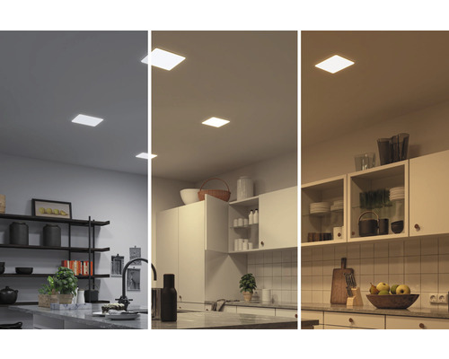 LED Smart Home Inbouwpaneel IP44 15W 1000 lm 3000-6500K 18,5x18,5 cm Inbouwdiameter 6-16 cm Veluna VariFit Instelbaar Wit satijn 230V - Compatibel met SMART HOME van hornbach