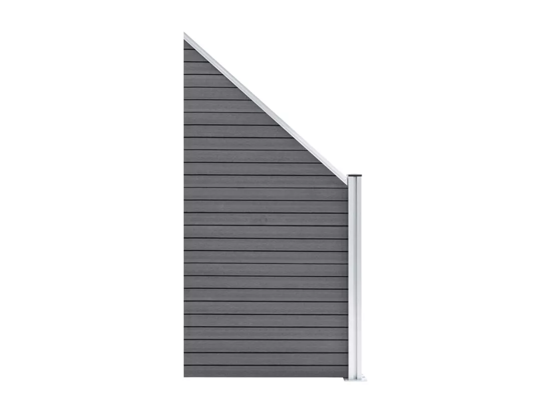 Ensemble de clôture WPC 6 Carré + 1 Incliné 1138x186 Gris