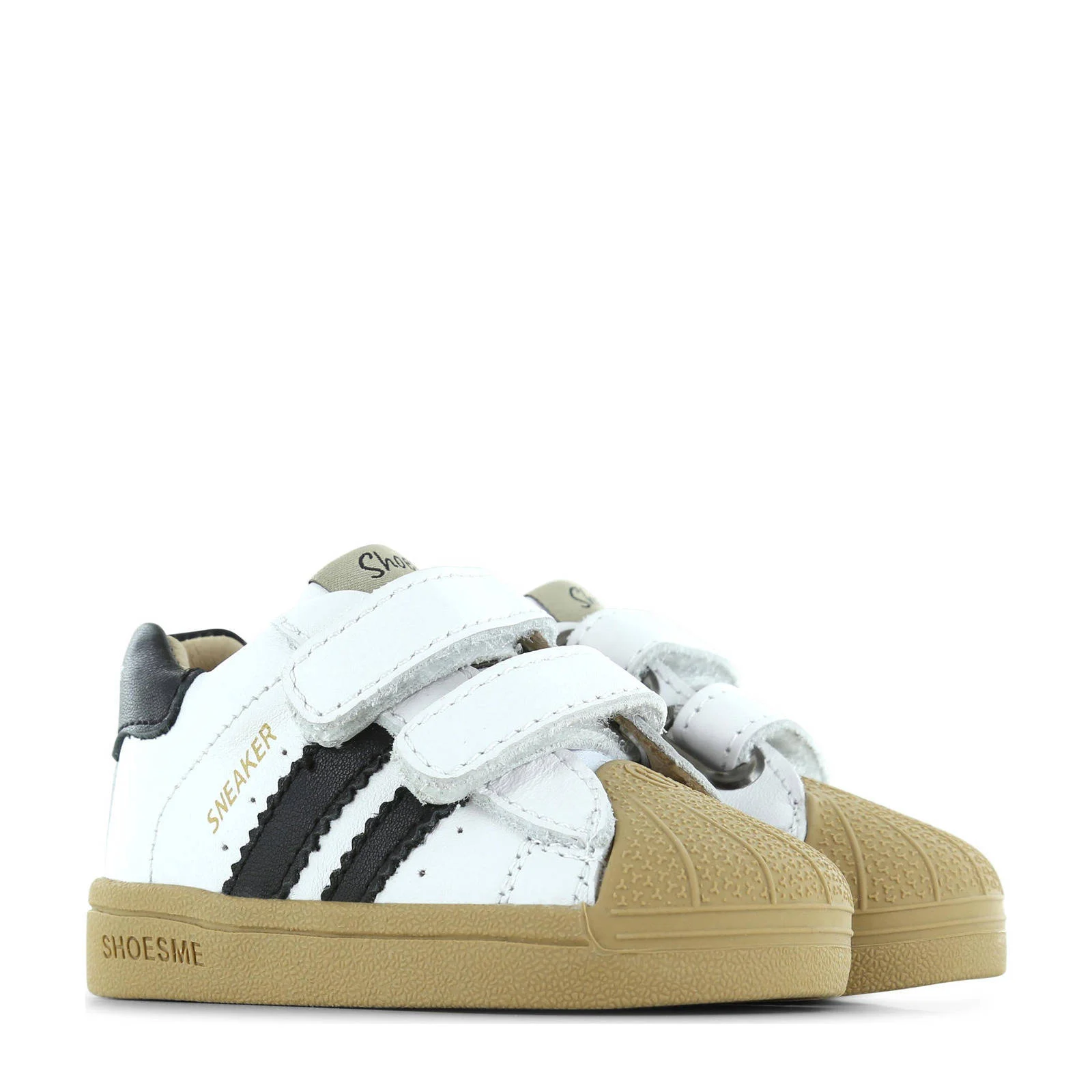 Shoesme leren sneakers wit/zwart