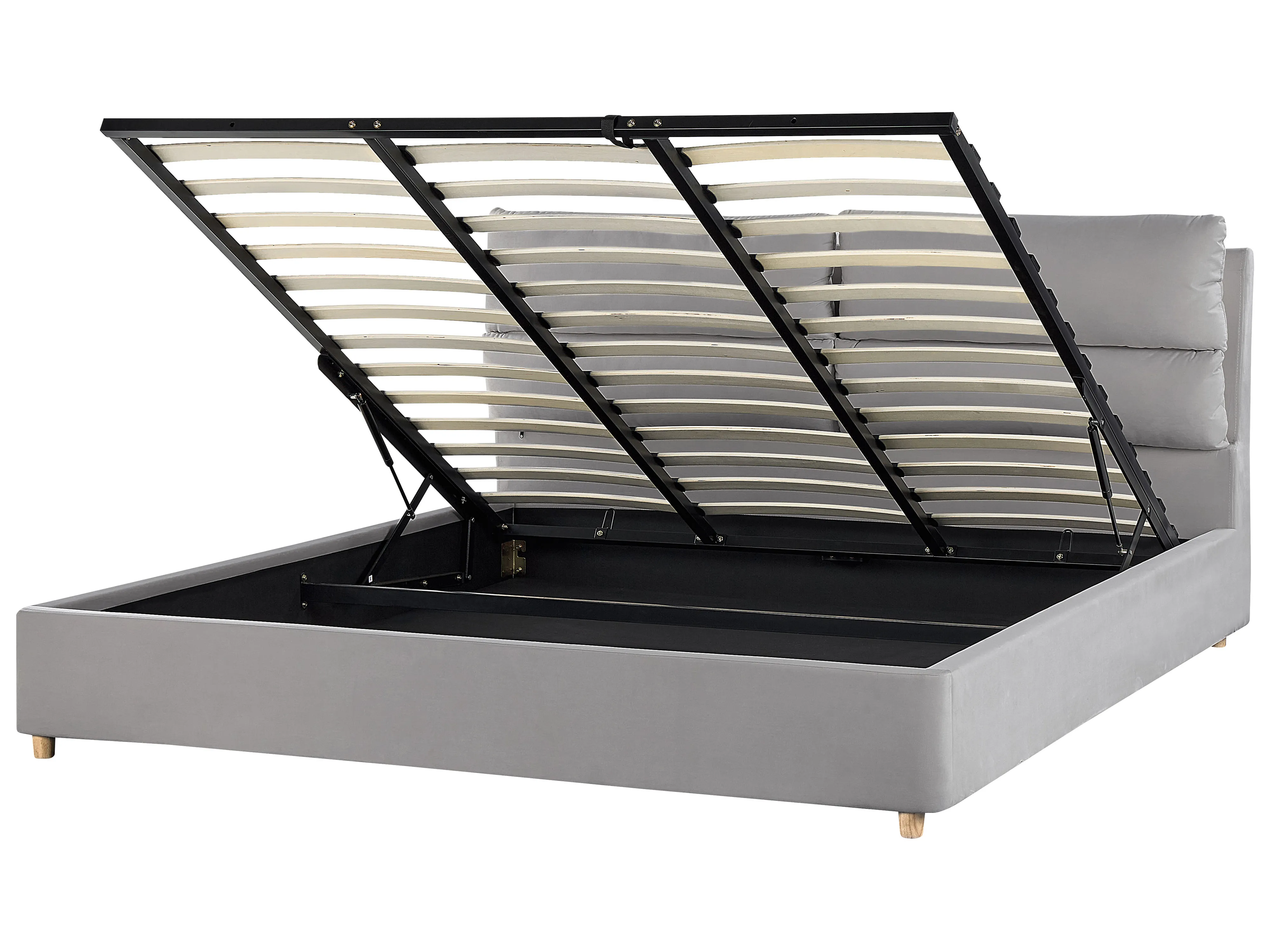 Bed met opbergruimte Fluweel BATILLY 180 x 200 cm Lichtgrijs
