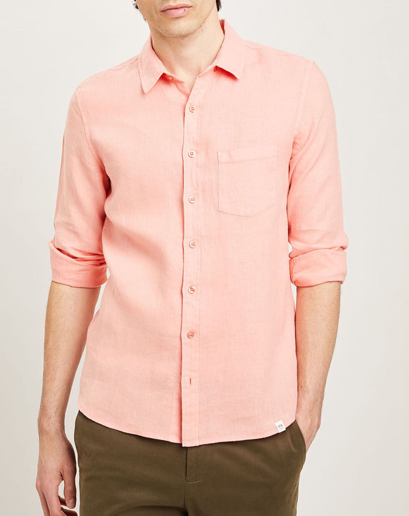 Harris Wilson Chemise slim 100% Lin Efesio goyave