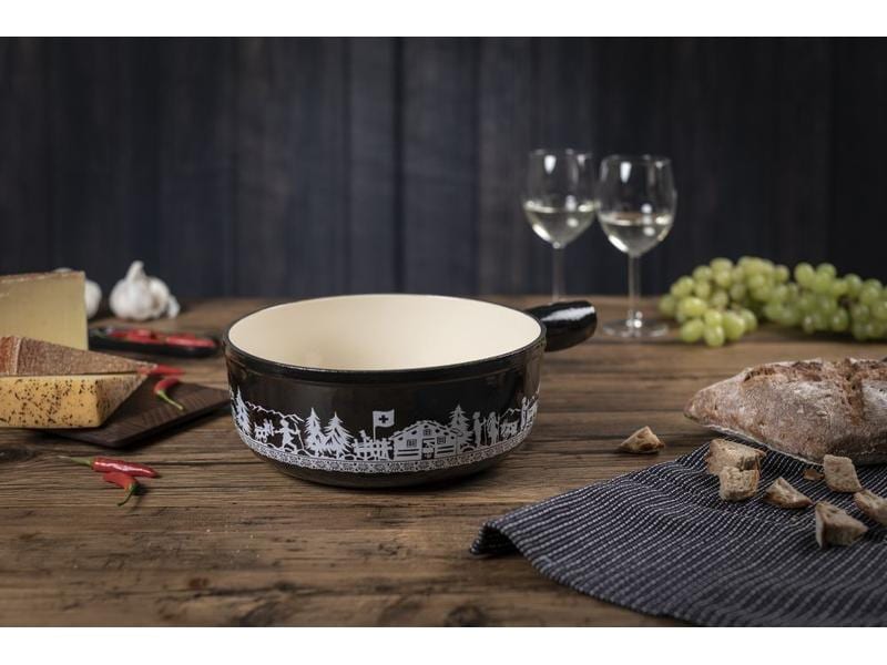 Kuhn Rikon Fondue-Caquelon Induktion Alpweide Schwarz Fonduepfanne