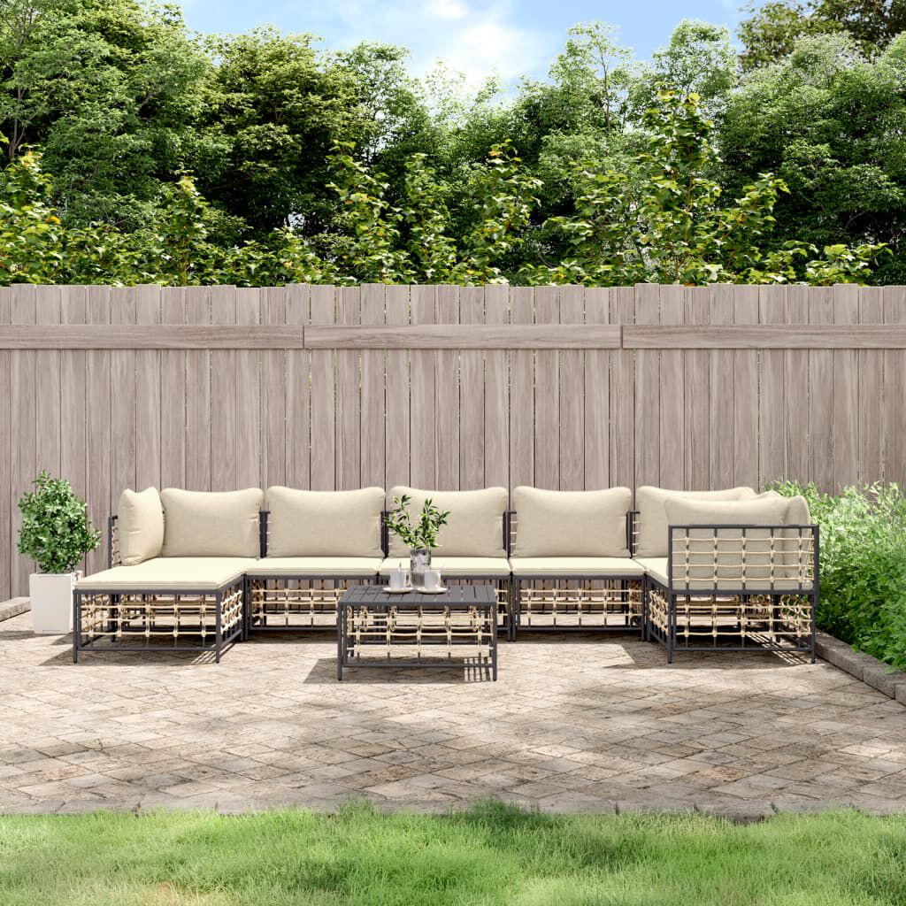 vidaXL 8-delige tuinloungeset met kussens, antraciet