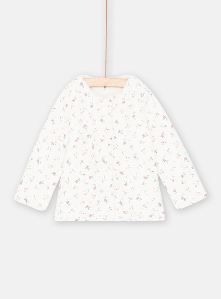 Cardigan écru en soft boa réversible bébé fille