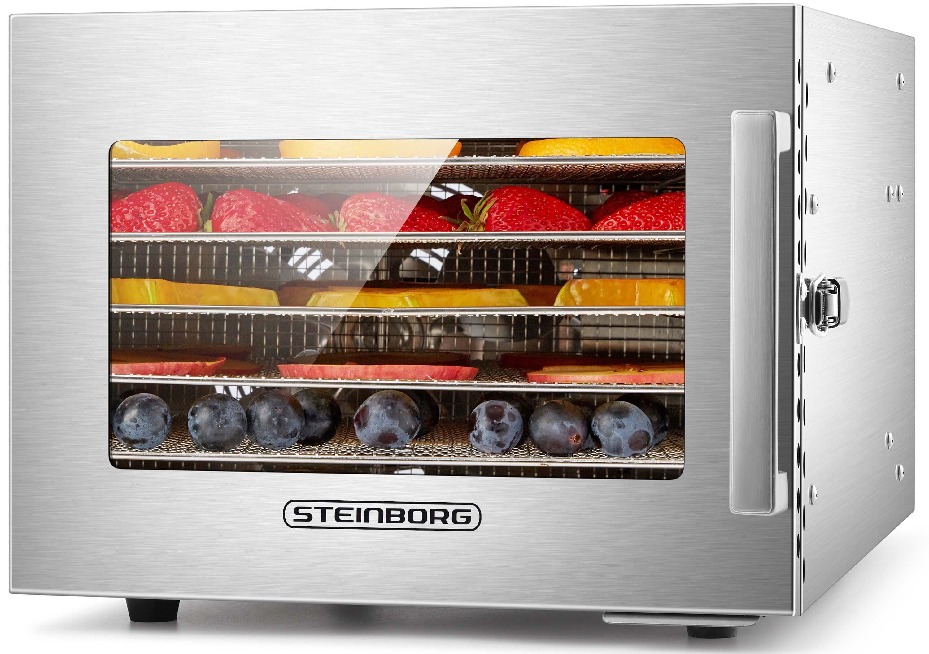Steinborg Dörrautomat Edelstahl 6 Etagen 24h Timer 400W