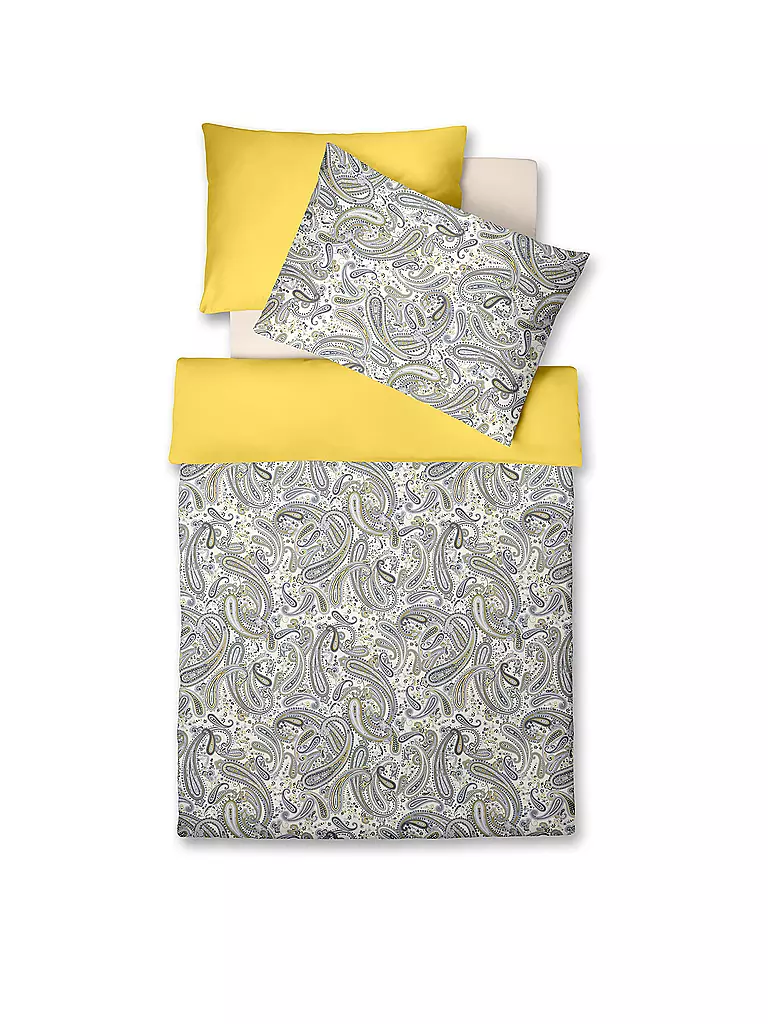 FLEURESSE Satin Bettwäsche AMALFI 70x90cm/140x200cm Limone gelb