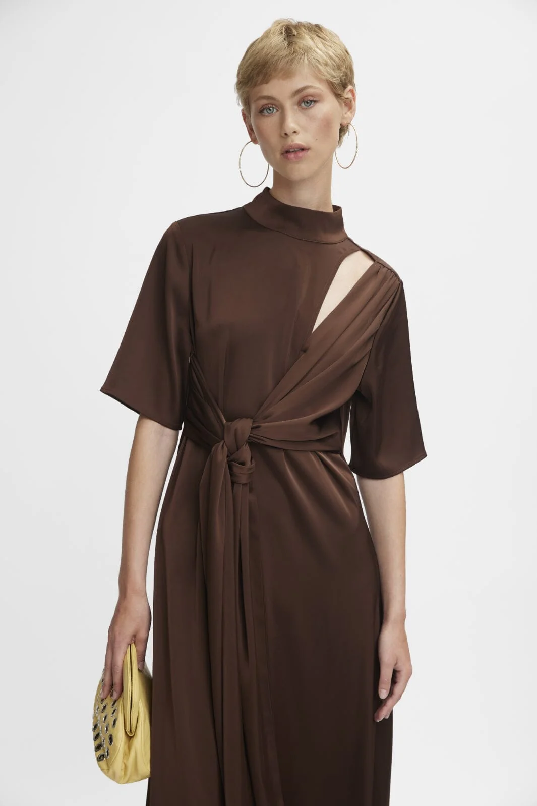 Gestuz HarperGZ knot long dress dark brown