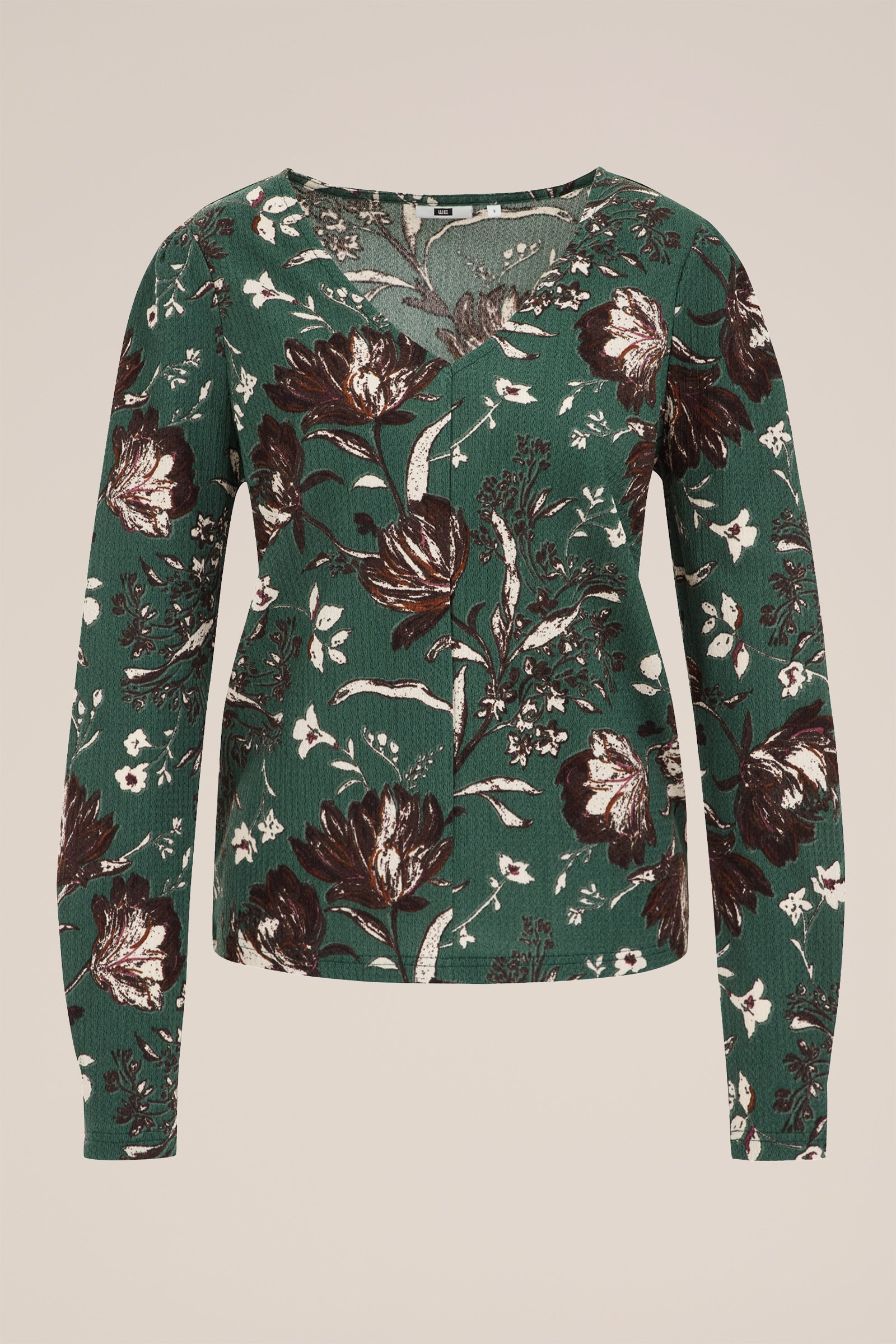 T-shirt met structuur WE Fashion Donkergroen