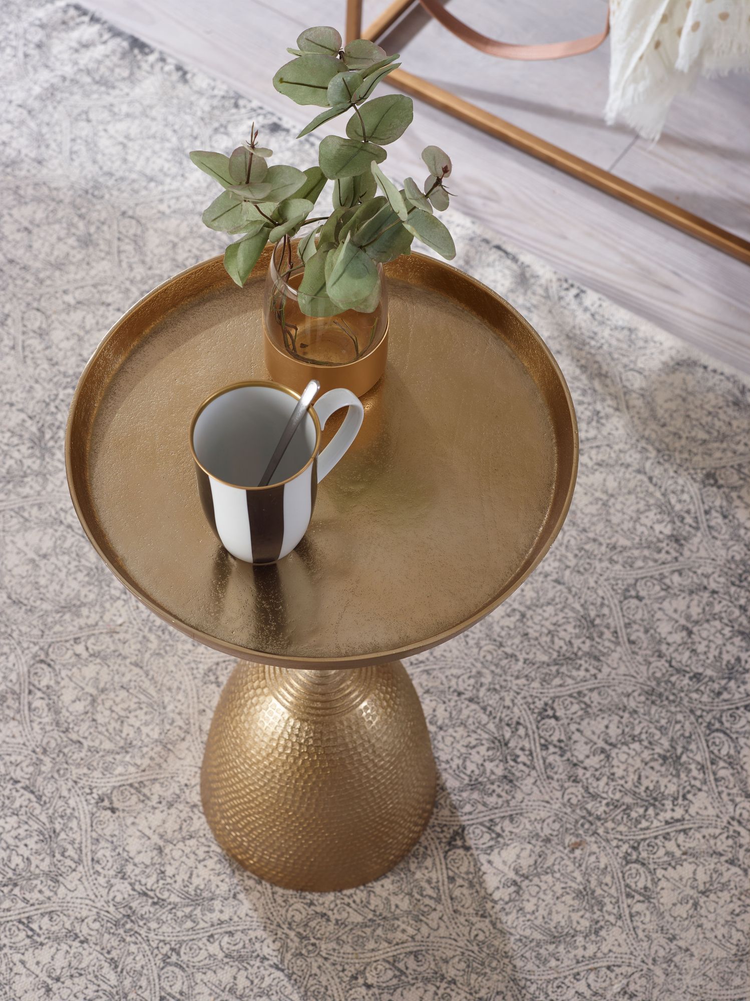 Beistelltisch FineBuy Sofatisch Metall Ø 33 cm Tisch Wohnzimmertisch Rund Gold