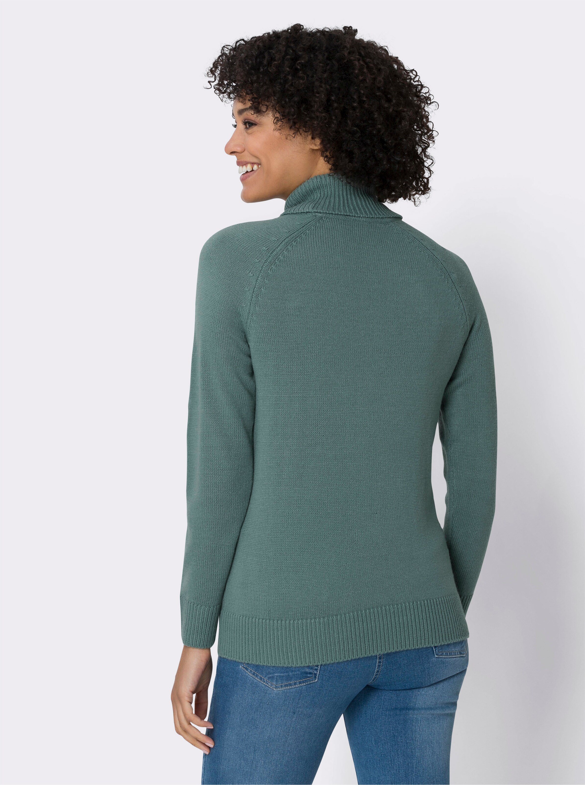 Rollkragenpullover mit Zierband-Detail