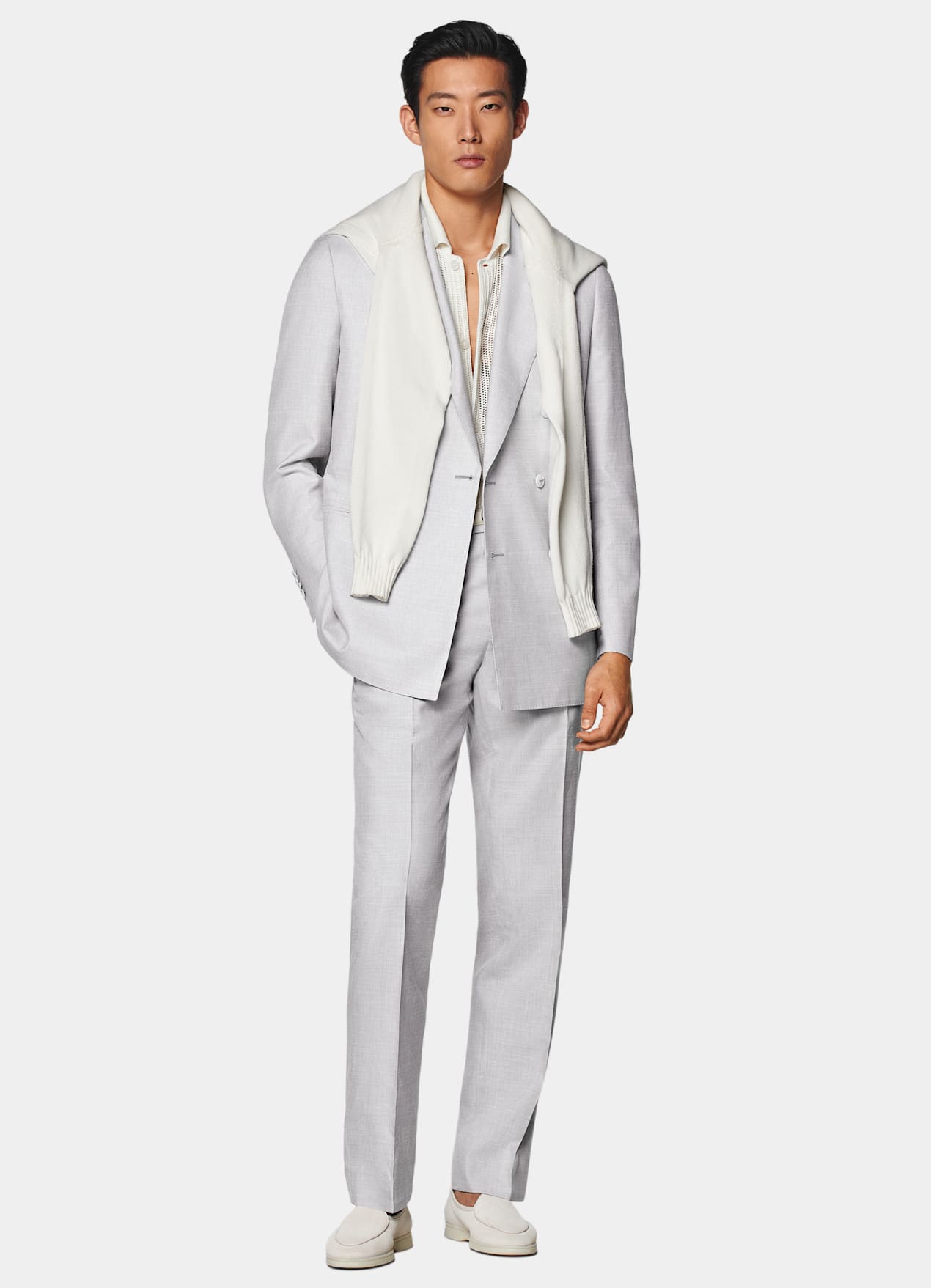 Costume Havana coupe Tailored gris clair