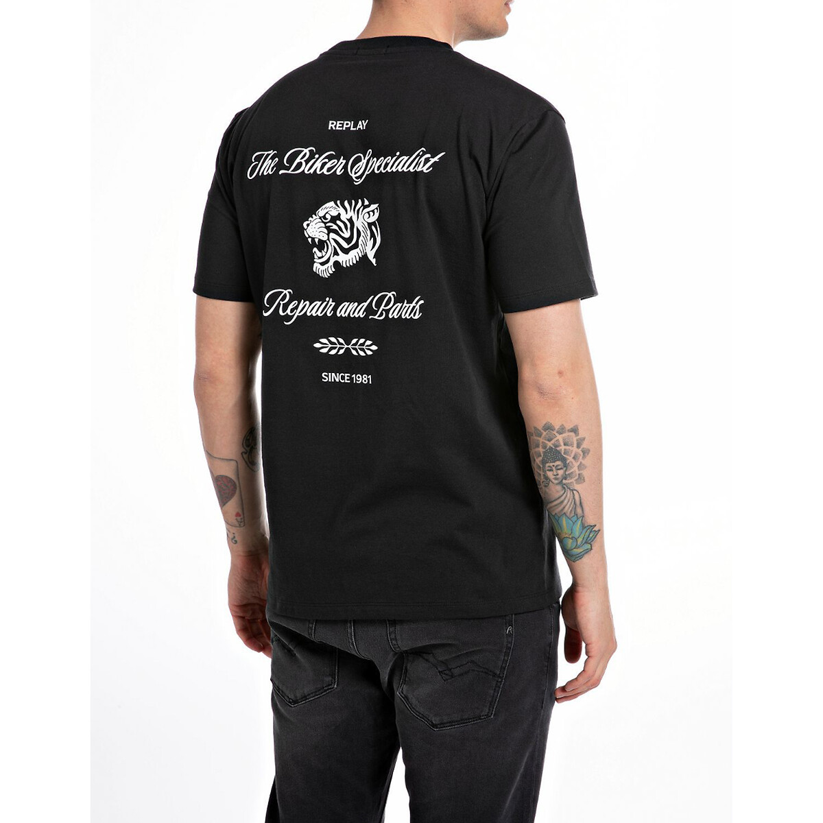 REPLAY<br>Camiseta estampada na frente e nas costas