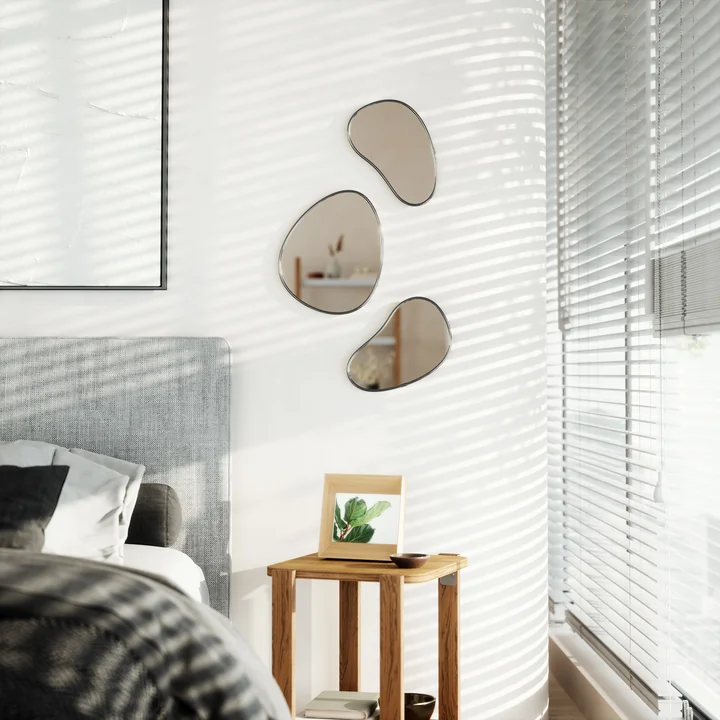 Umbra - Hubba Pebble Wandspiegel, 3er Set, titan