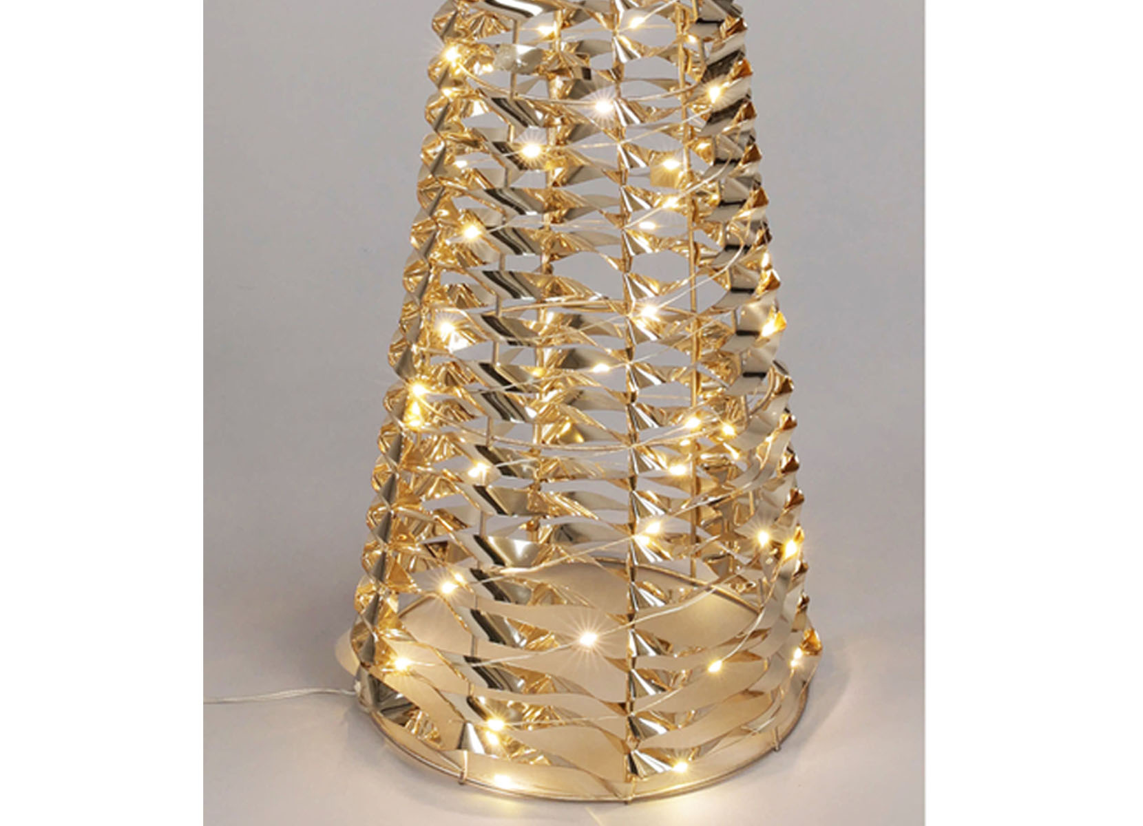 Goldener Kegel mit 60 LEDs und Timer 60cm Warmweiß