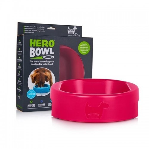 Tigela antibacteriana para cães Hero Hownd, cor fúcsia