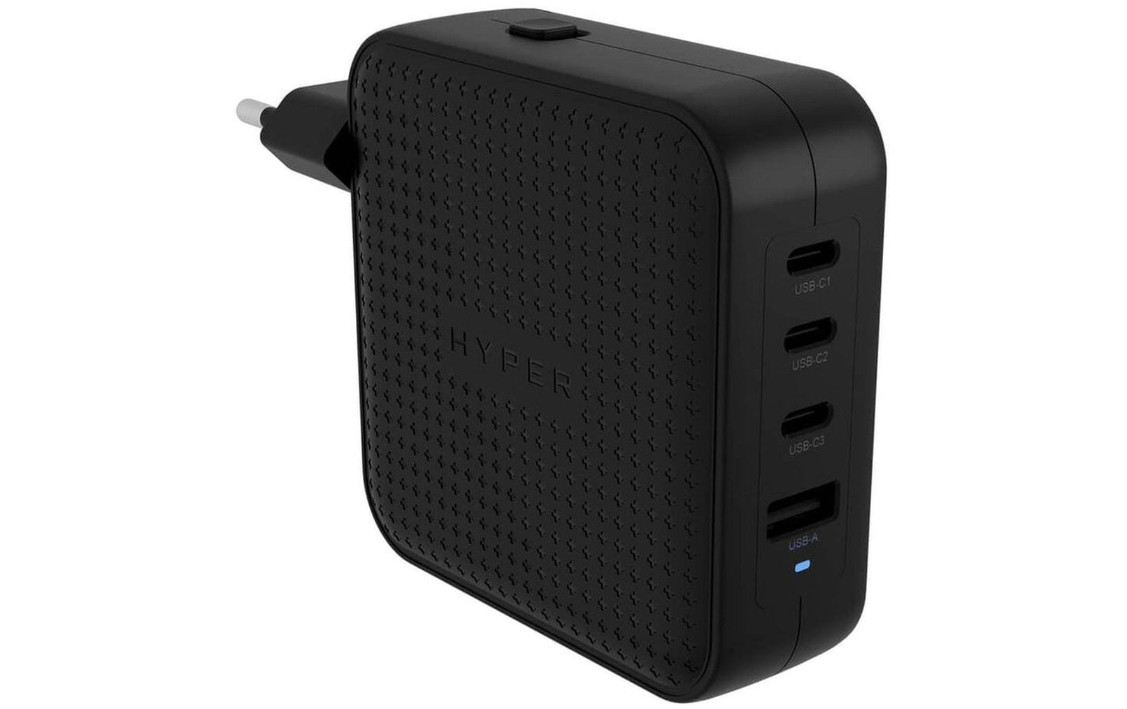 USB-Wandladegerät HyperJuice USB-C GaN 100 W SchwarzKompaktes GaN-Reiseladegerät mit 4 Anschlüssen