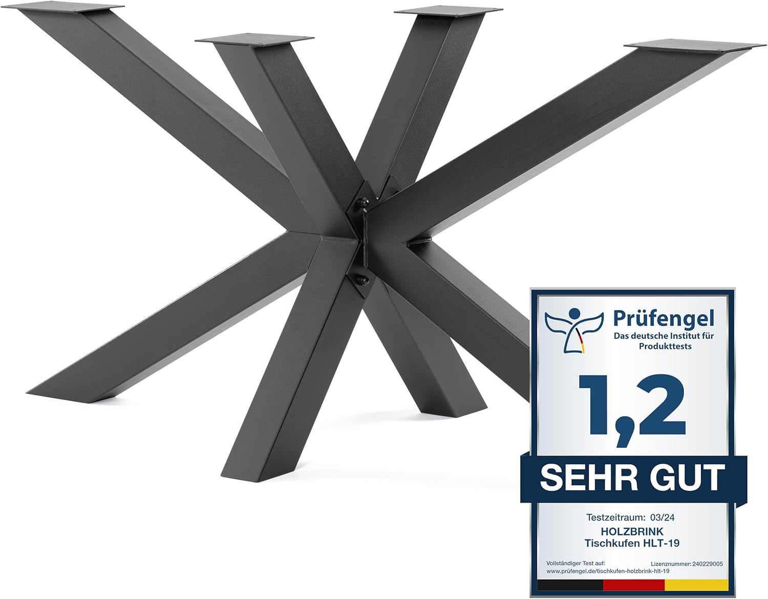 HOLZBRINK Tischgestell Spider | Massive Tischkufen/Tischbeine Metall Schwarz für Couchtisch, Esstisch, Schreibtisch, Konferenztisch | 1 Stück Tisch-Füße 150x70 cm | Höhe 72 cm