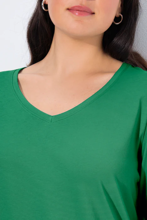 Shirt, Slim, V-Ausschnitt, Langarm, smaragdgrün