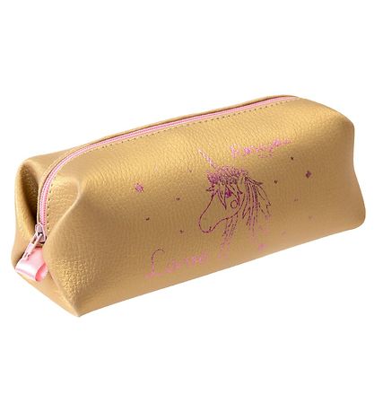 Rosajou Sminketaske - 19x9 cm - Guld m. Enhj?rning