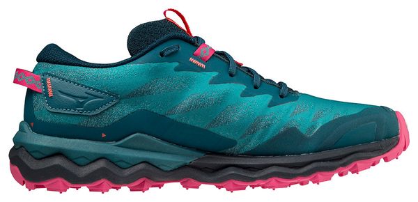 Chaussures de Trail Running Femme Mizuno Wave Daichi 7 Vert Bleu Rose