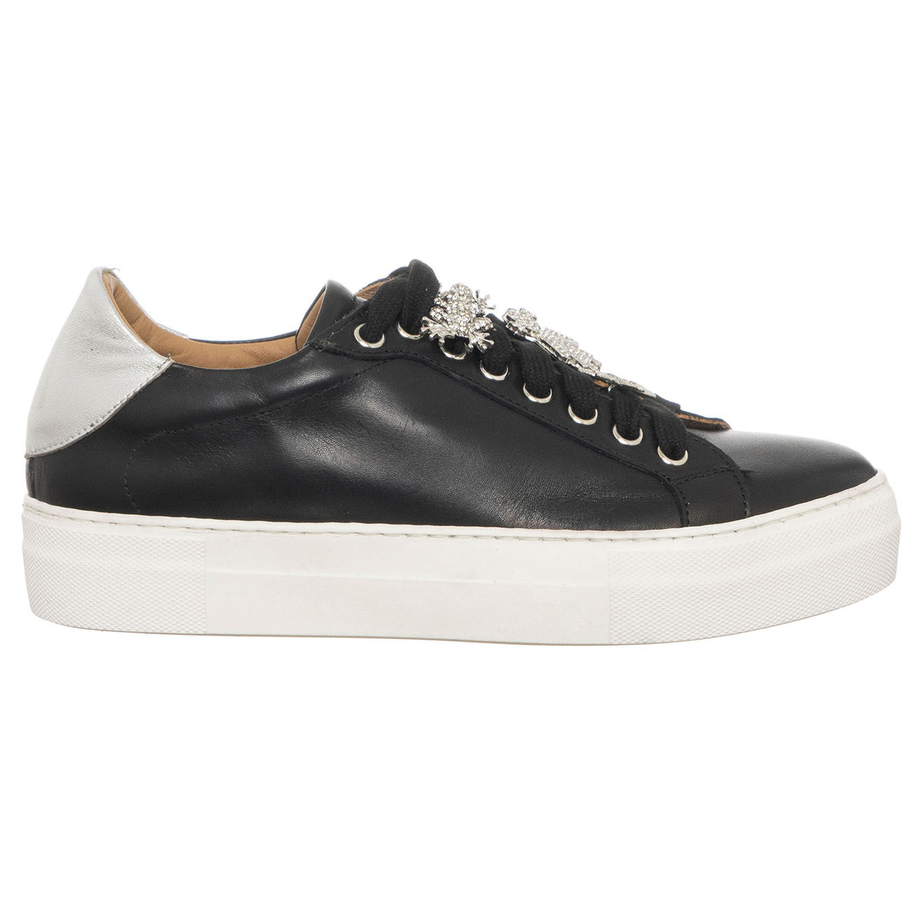 Loretta Pettinari Sneakers en Cuir Neila noires - Plateforme 3.5 cm