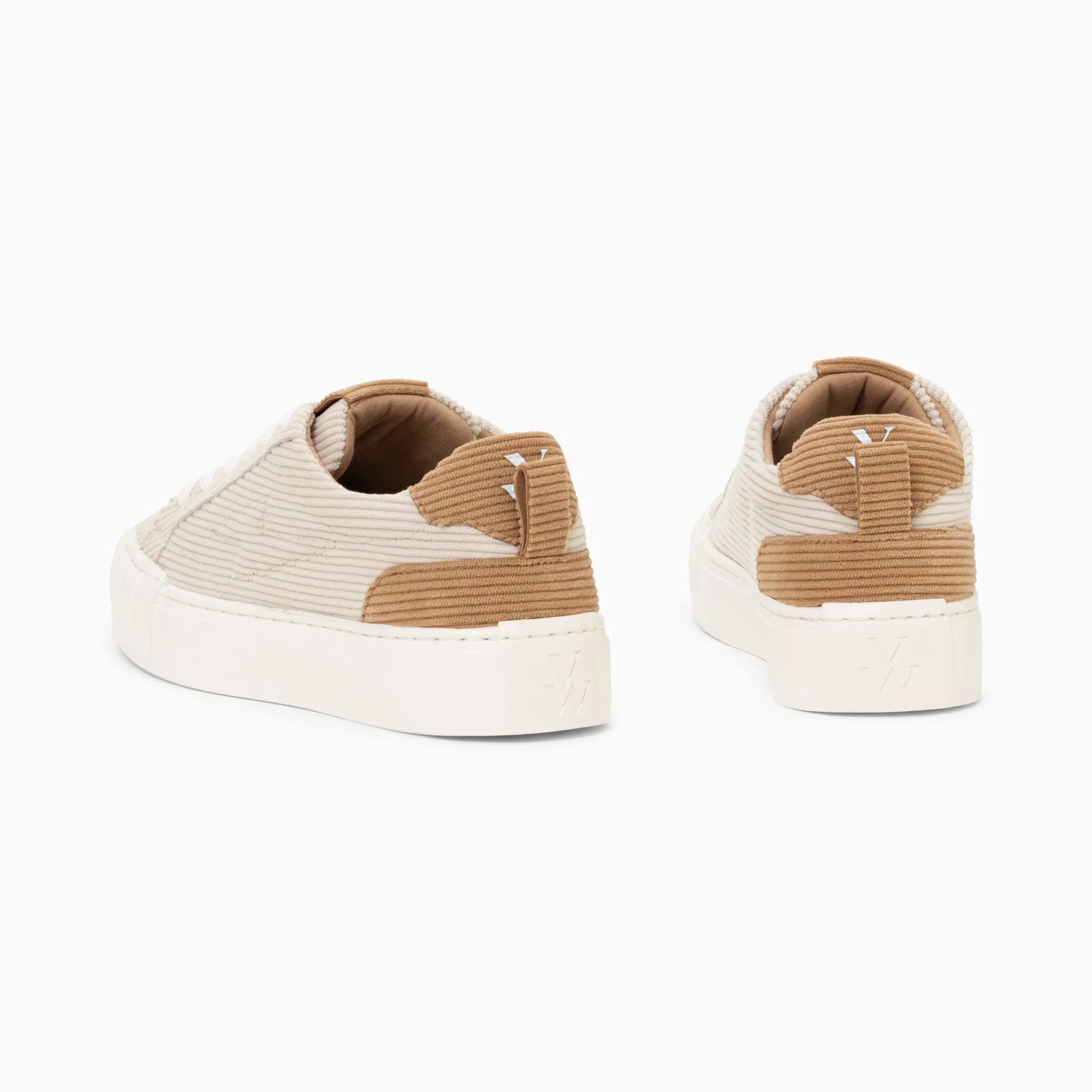 Sneakers-Baskets Fara côtelées beige et camel à lacets