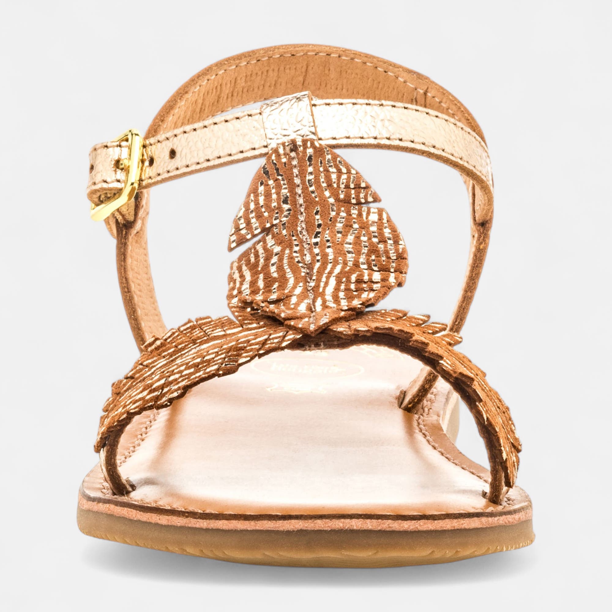 Nu-pieds Fille en cuir or