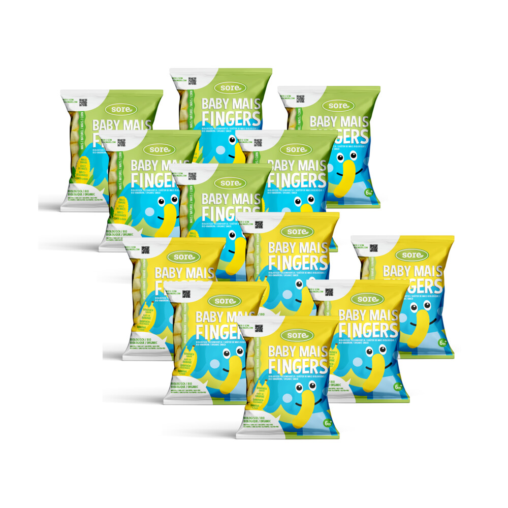 Mais Fingers - Naturel 6x 35 gr & Banaan 6x 35 gr - Pakket
