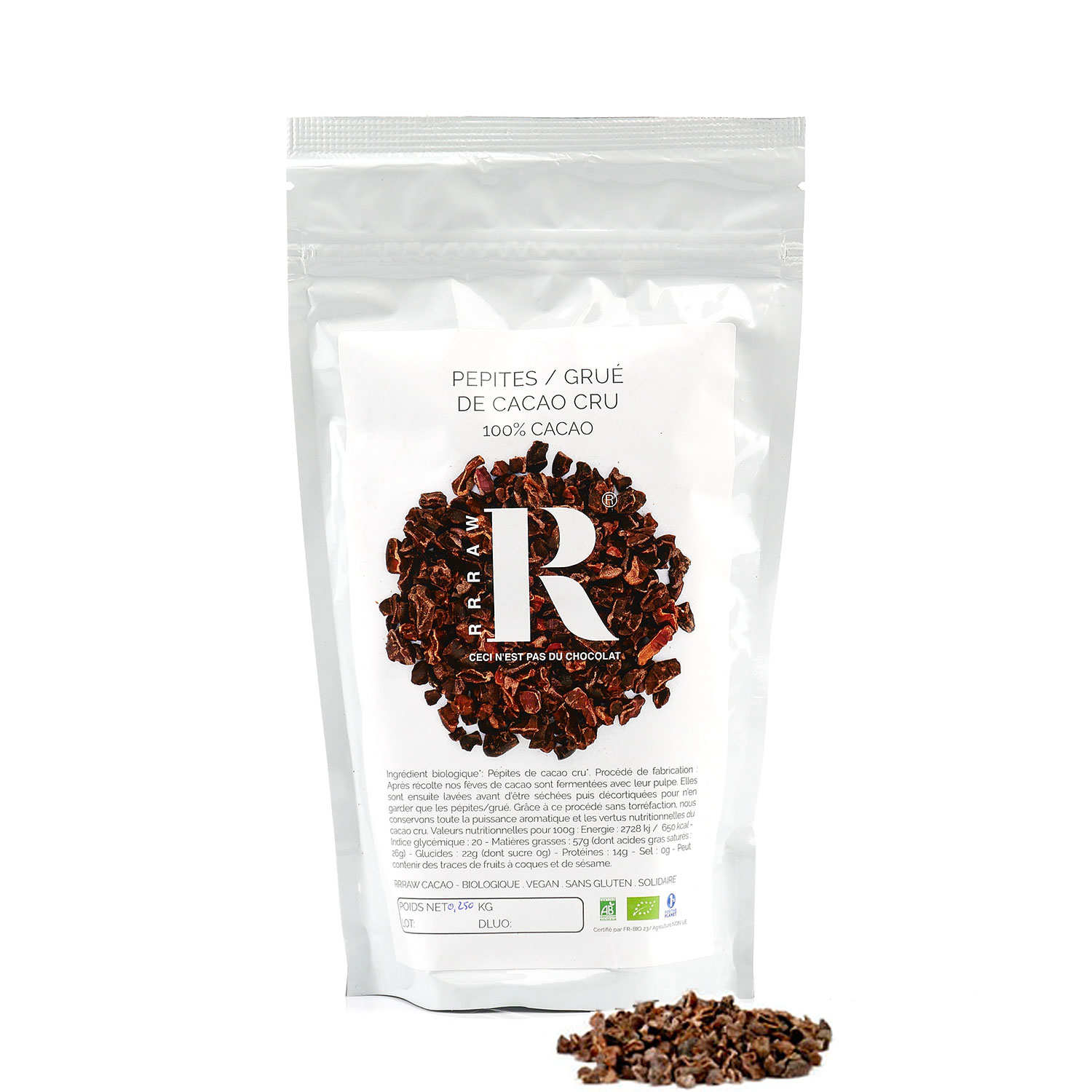 Pépites de cacao cru bio