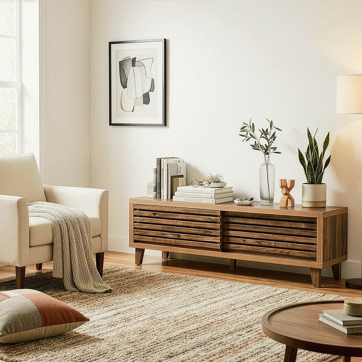 Calicosy - TV-Meubel LIAM - B140 cm - Donker hout