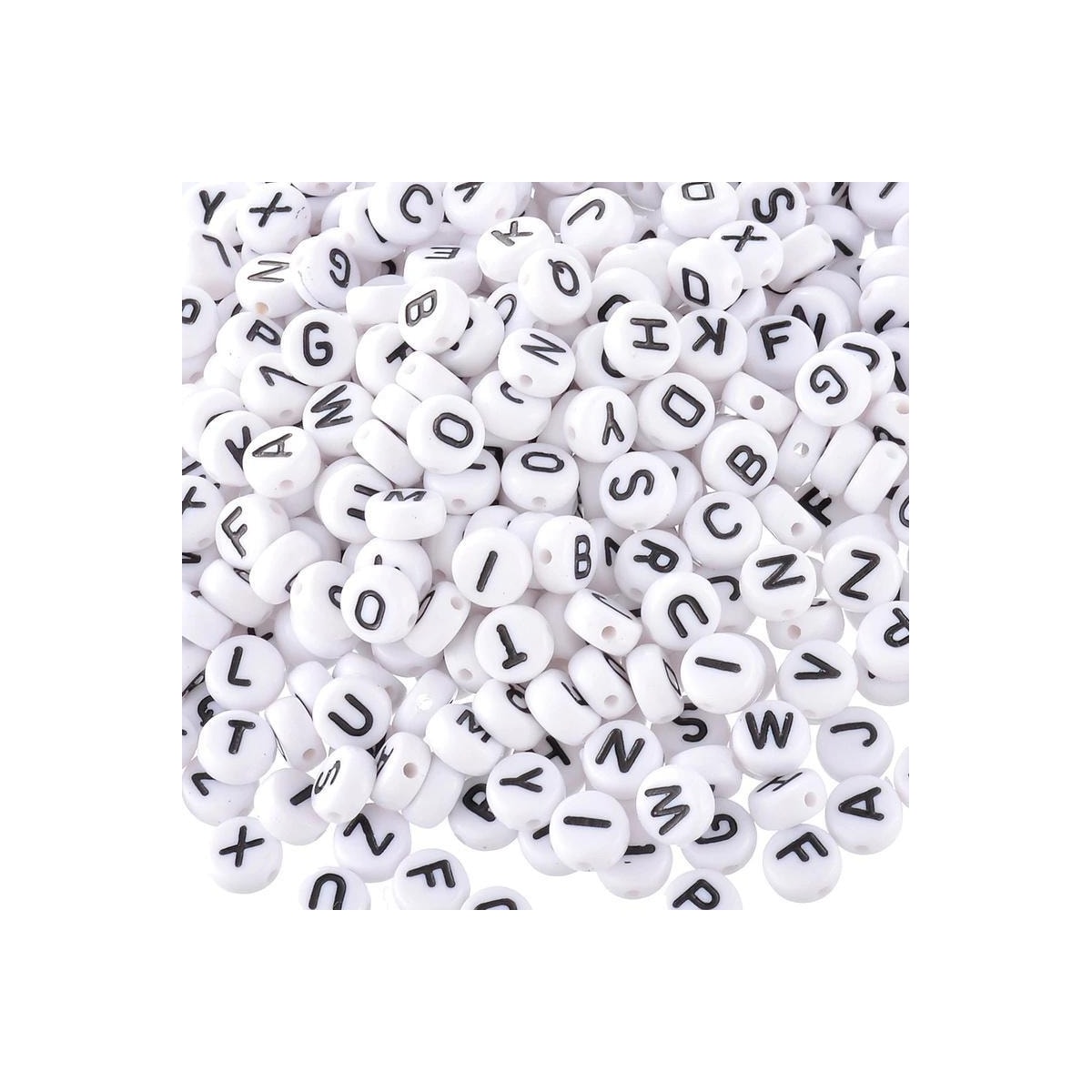 200 perler med bokstaver, hvit