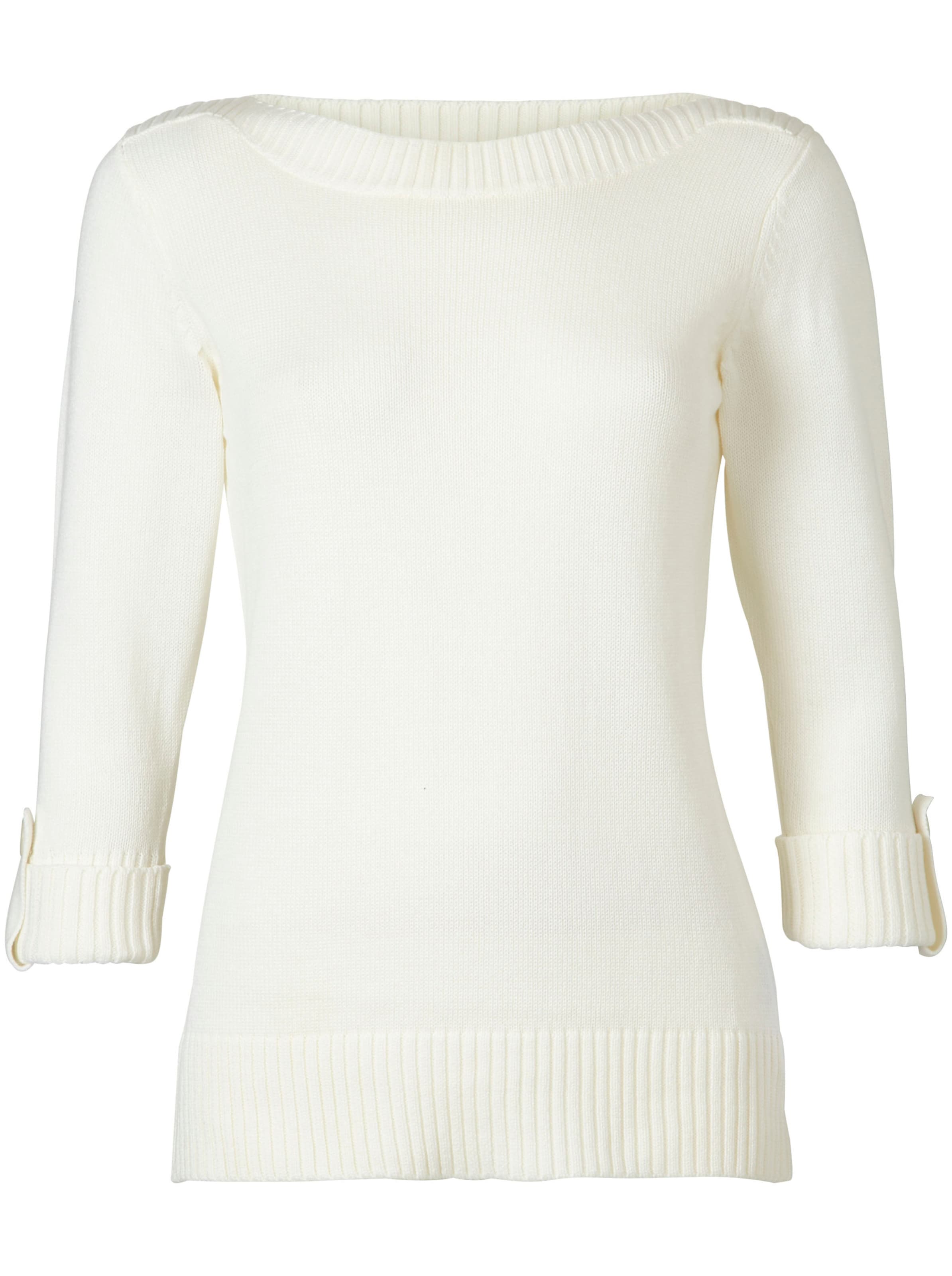 3/4 Arm-Pullover in wollweiß