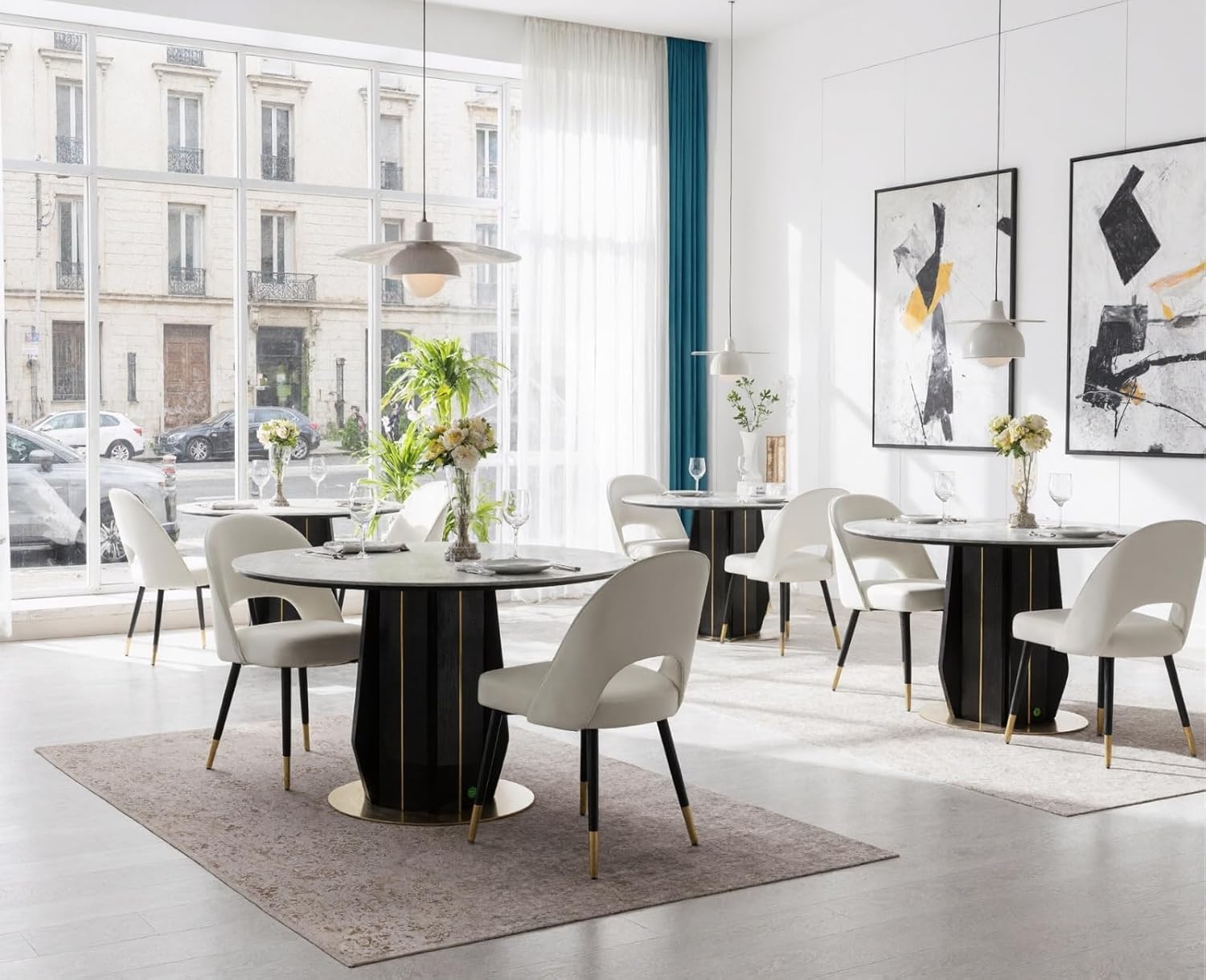 chairus 2er Set Esszimmerstühlen aus Samt für Küche Wohnzimmer Modern Armloser Bürostuhl Polsterstuhl Seitenstühle Hohler Rückenmit Metallbeinen (Beige-2)