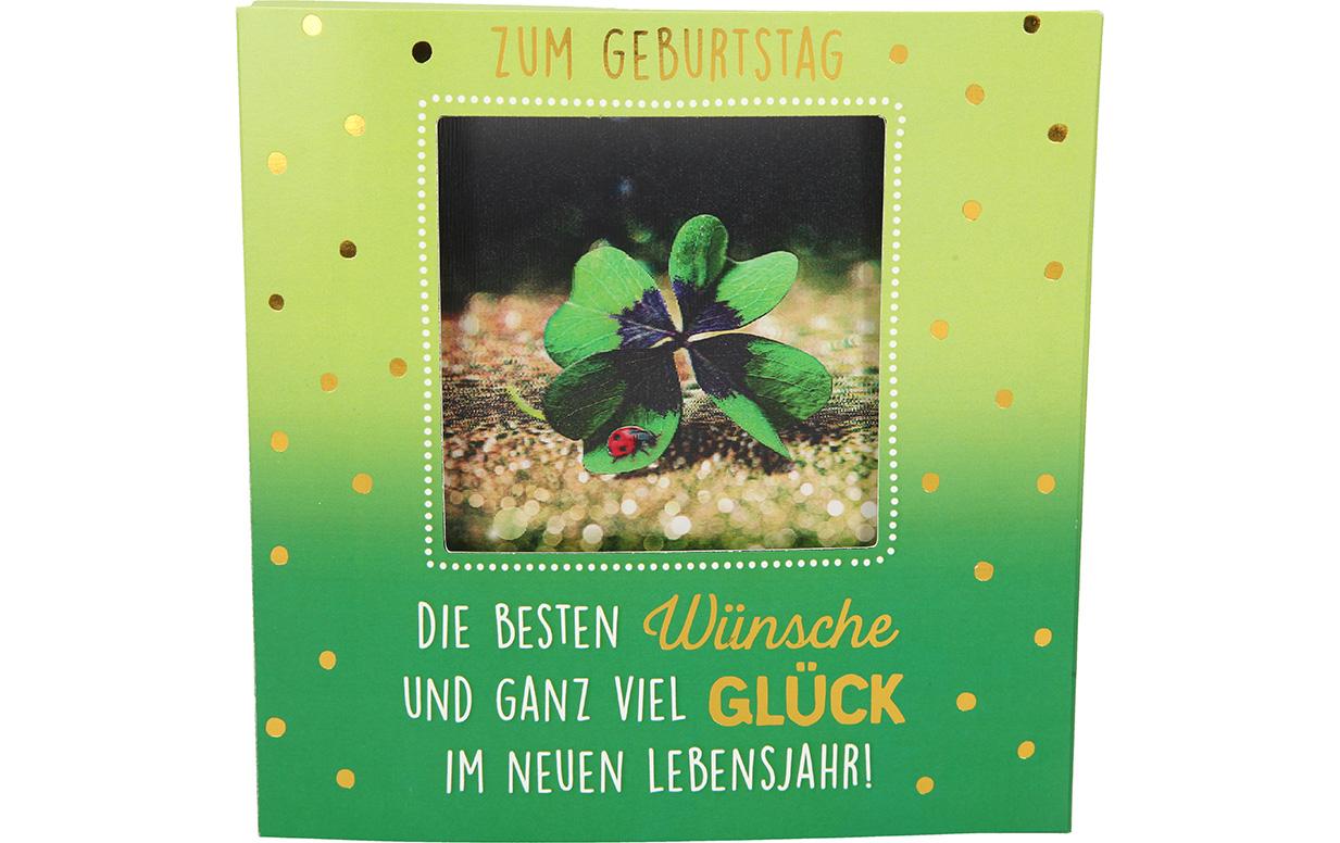Musikkarte mit Licht Zum Geburtstag die besten WünscheGeburtstagskarte mit Musik, Kleeblatt