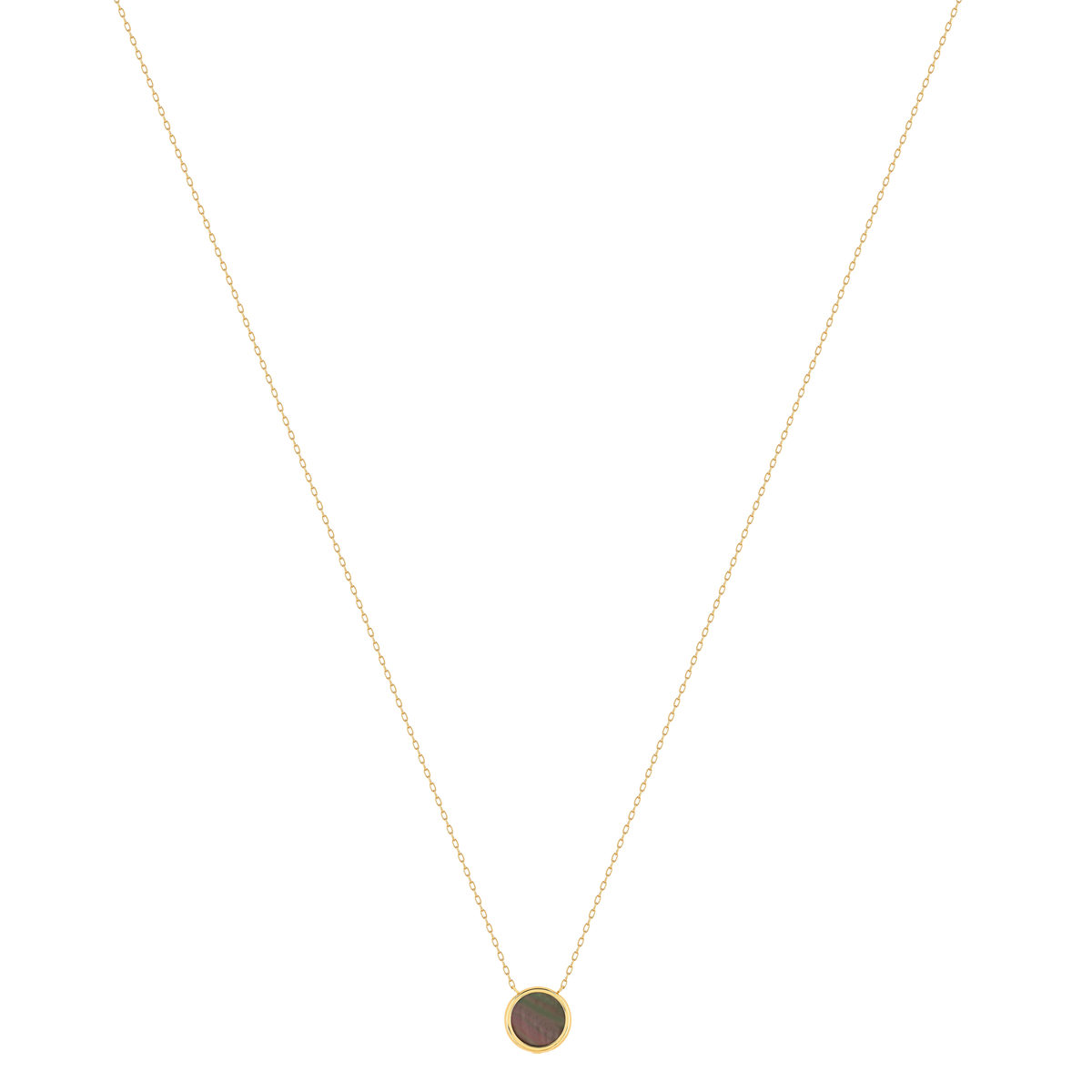 Collier or 750 jaune nacre grise ronde 45 cm