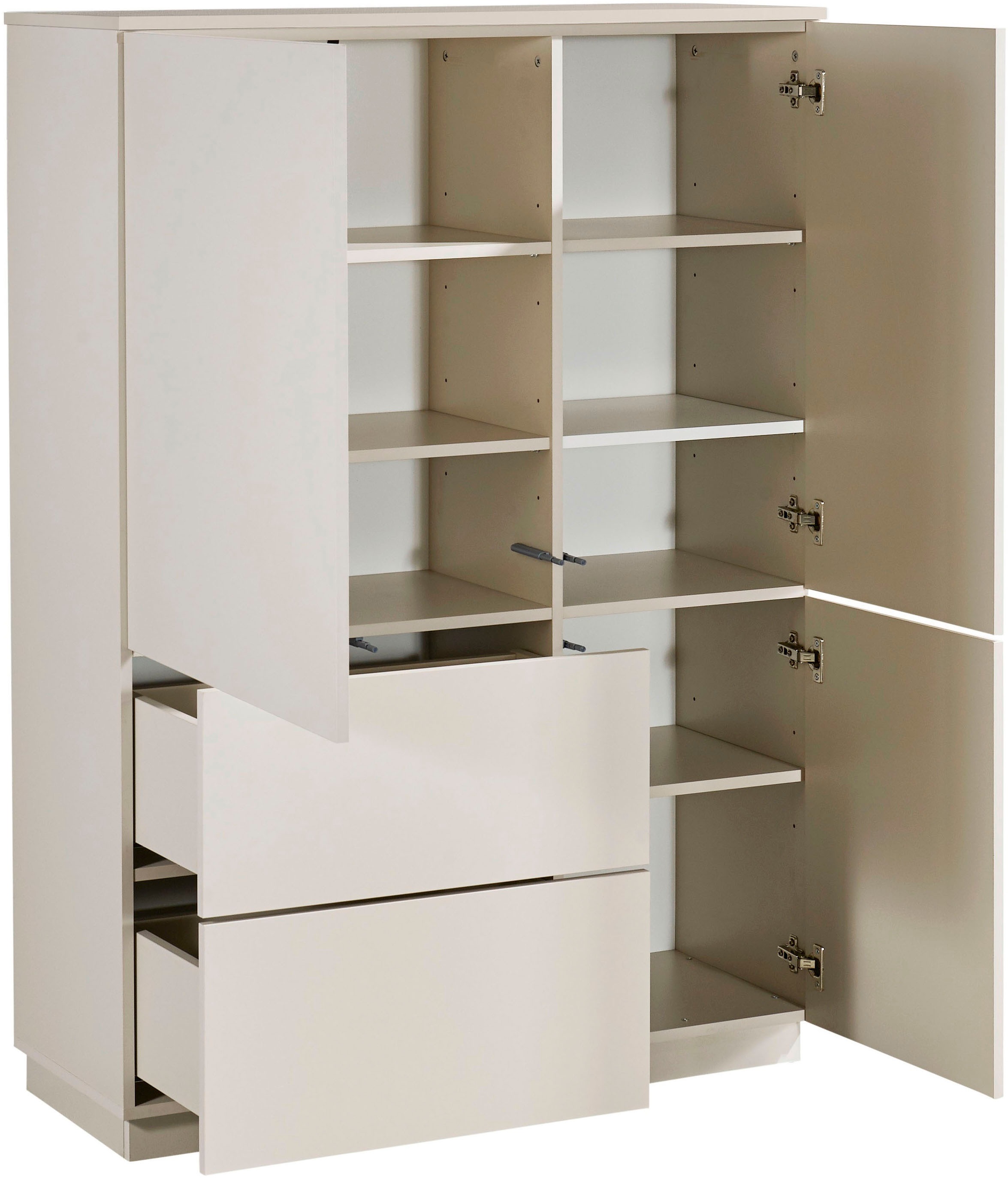HBZ Highboard »Vince Highboard, B/H/T 103x142x38 cm« 1 Stk. tlg. Breite 103 cm, Push-to Open, Melaminbeschichtung